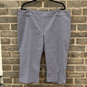 NTW Reitman’s, Pull-on Capri Pants, Blue Gingham, Checked, Plus, Petite, Sz 22